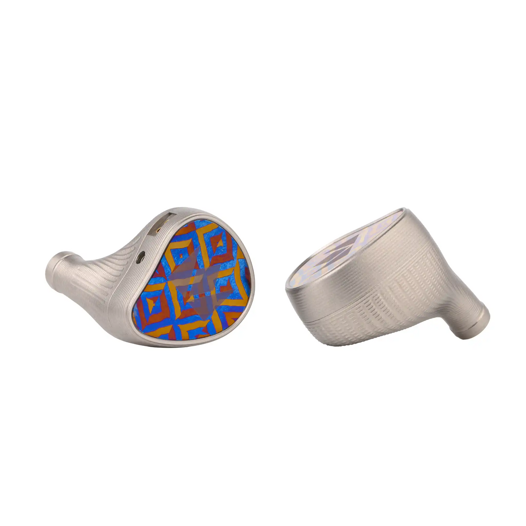 Noble Audio Kronos IEMs front and side bottom view whitebox