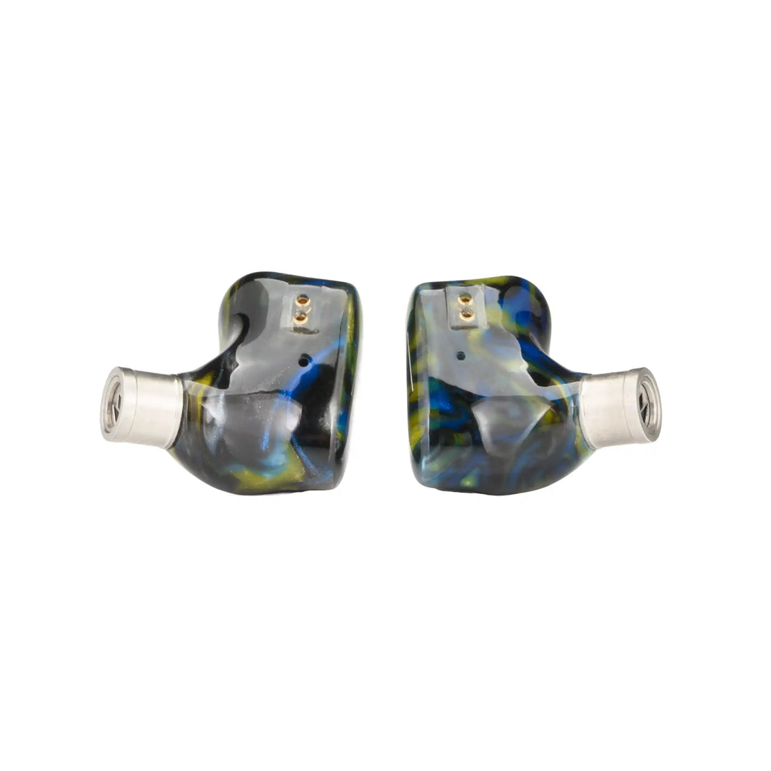 Noble Audio Van Gogh IEMs side profile  2-pin connector view whitebox