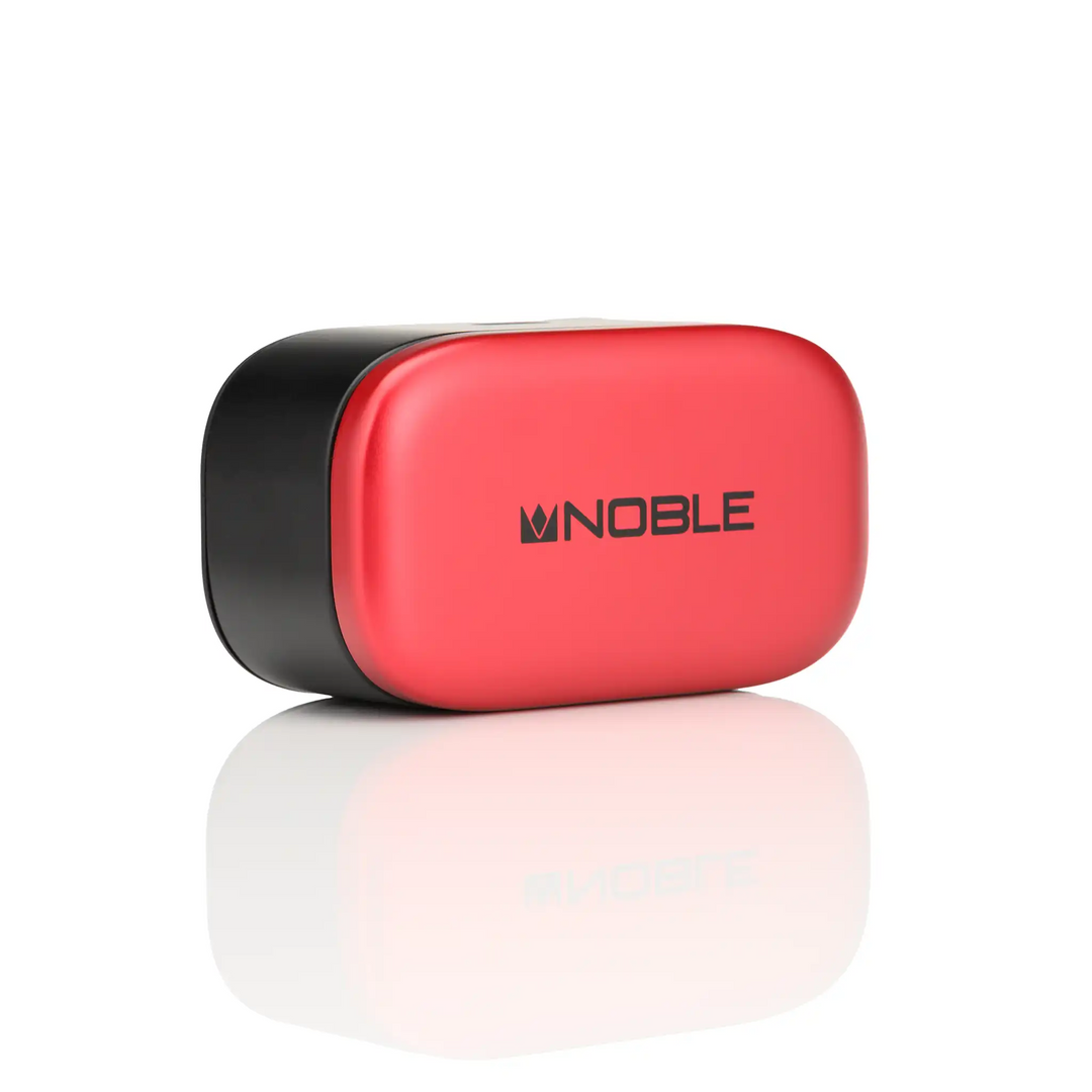 Noble Audio FoKus Amadeus TWS earphones charging case closed sitting logo faced out whitebox