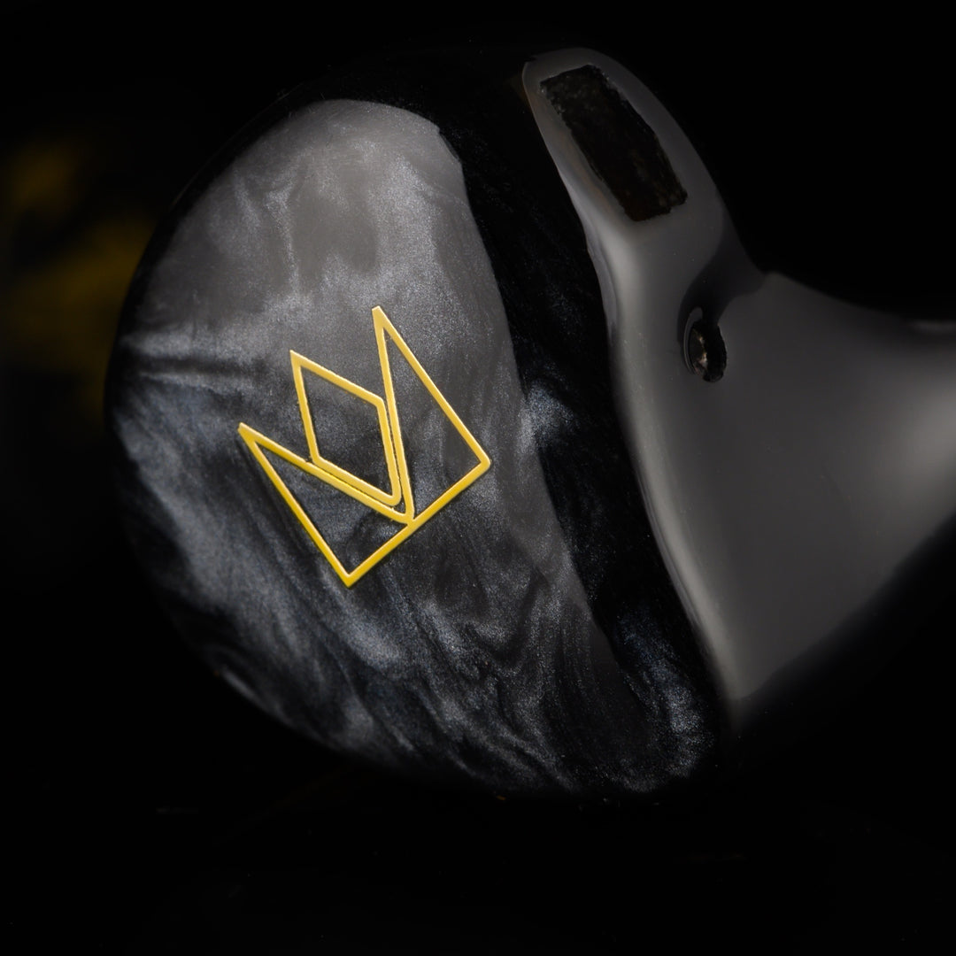 Noble Kublai Khan front faceplate right earphone closeup over black background