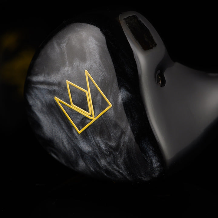 Noble Kublai Khan front faceplate right earphone closeup over black background