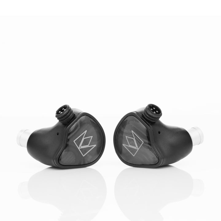 Noble Audio XM-1 front 3 quarter over white reflective background