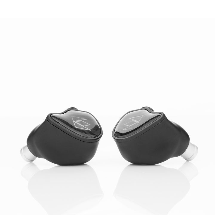 Noble Audio XM-1 top 3 quarter over white reflective background
