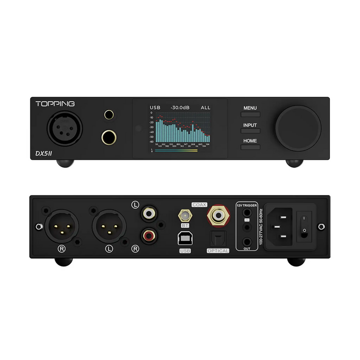 Topping DX5 II dac and amp in black front and rear eye level whitebox