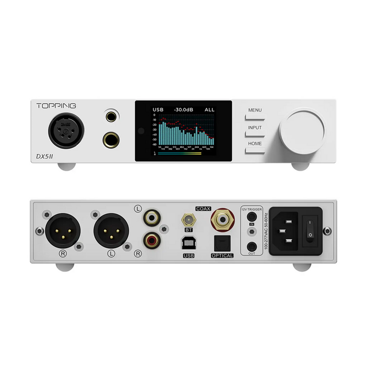 Topping DX5 II dac and amp in white front and rear eye level whitebox