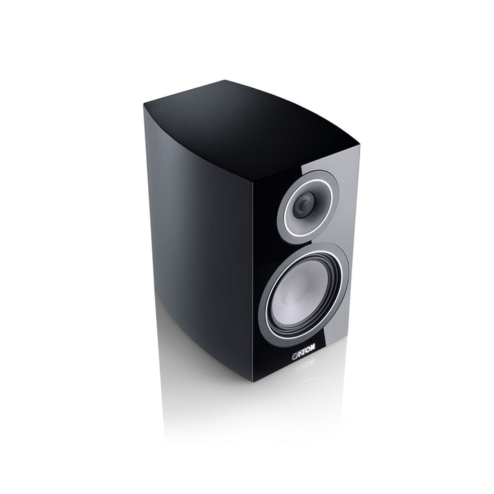 Canton Vento 20 bookshelf speaker black top 3 quarter over white background