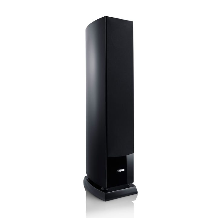 Canton Vento 80 black with grille 3 quarter front left over white background