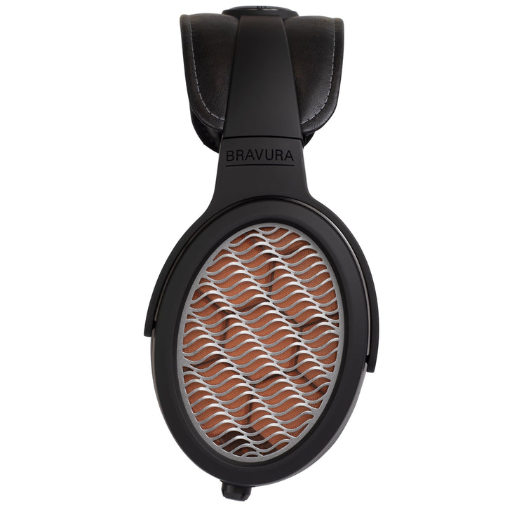 Warwick Acoustics Bravura black headphone profile over white background