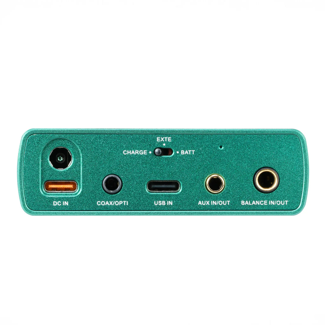 Xduoo XD05T rear panel eye level highlighting in/out ports whitebox
