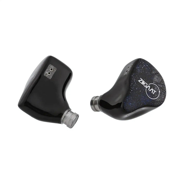 ZiiGaat Lush IEMs in blue side and front view whitebox
