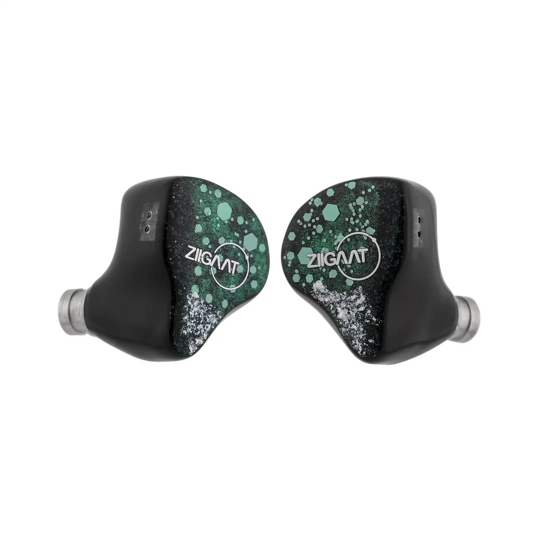 ZiiGaat Arcanis IEMs faceplate front view facing inward whitebox