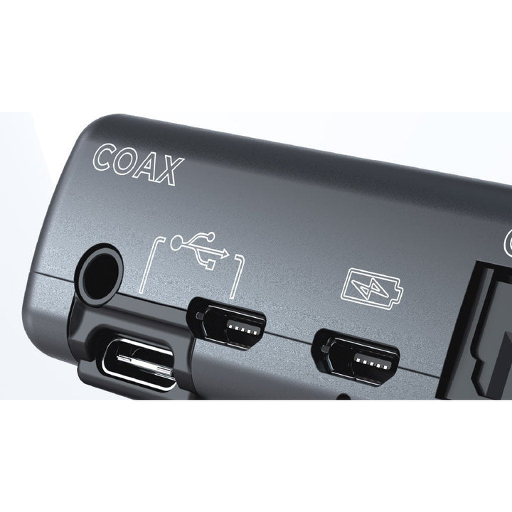 Chord Mojo 2 closeup inputs over white background