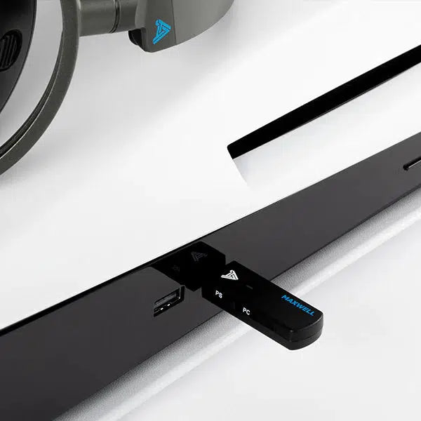 Audeze Maxwell USB dongle inserted in XBox
