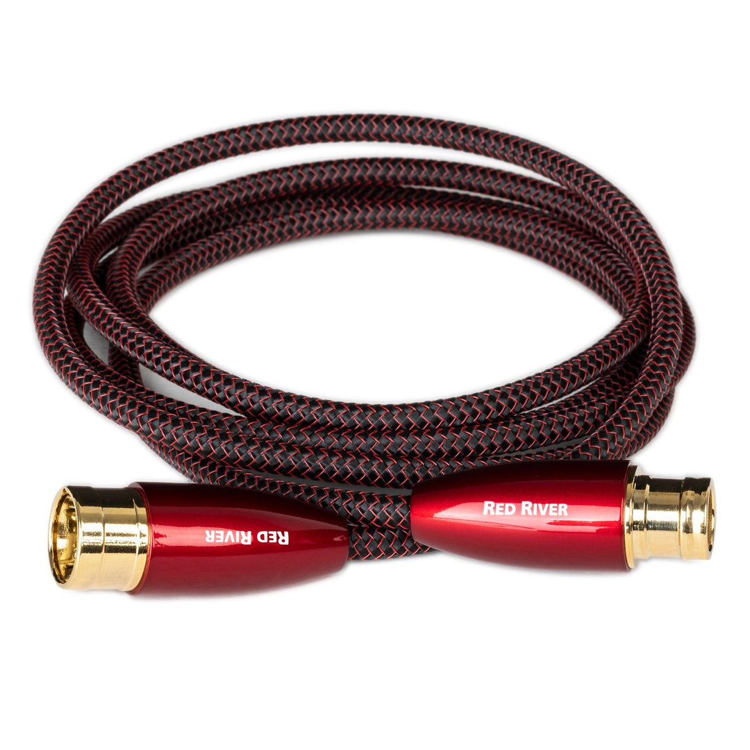 AudioQuest Red River XLR coiled cable eye level whitebox