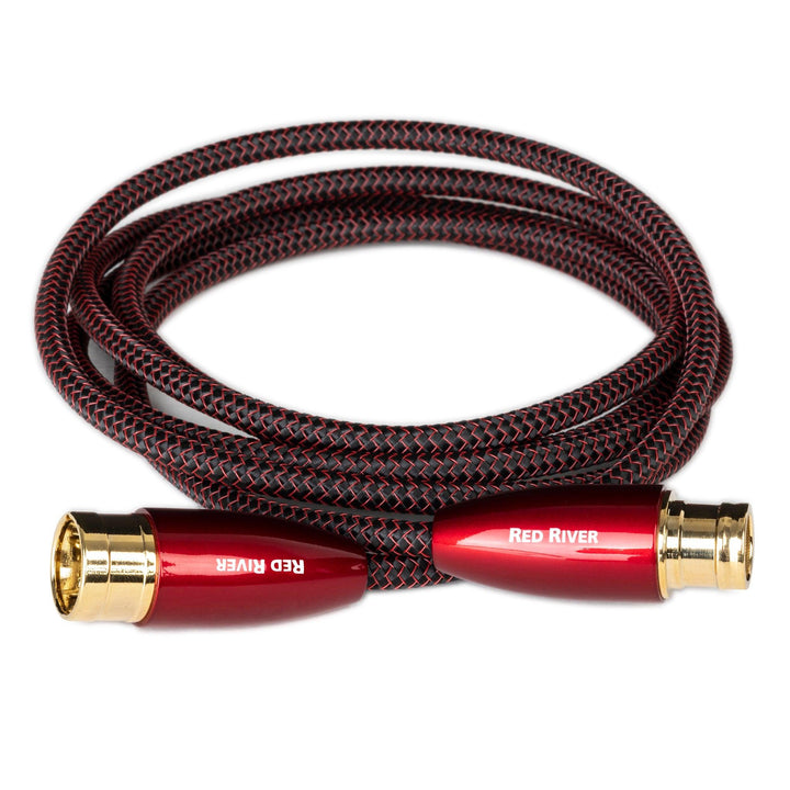 AudioQuest Red River XLR coiled cable eye level whitebox