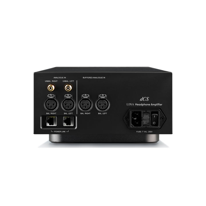 dCS Lina headphone amp black rear over white background