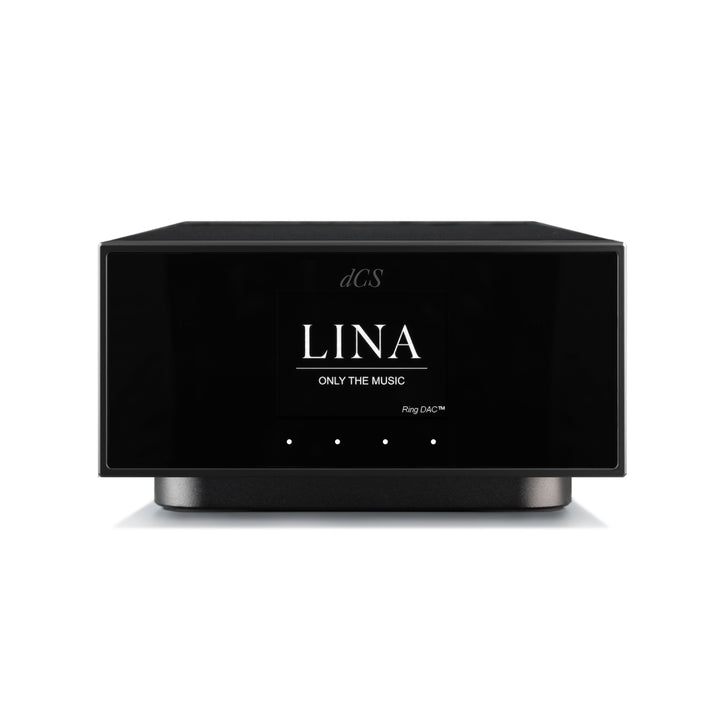 dCS Lina network DAC black front over white background