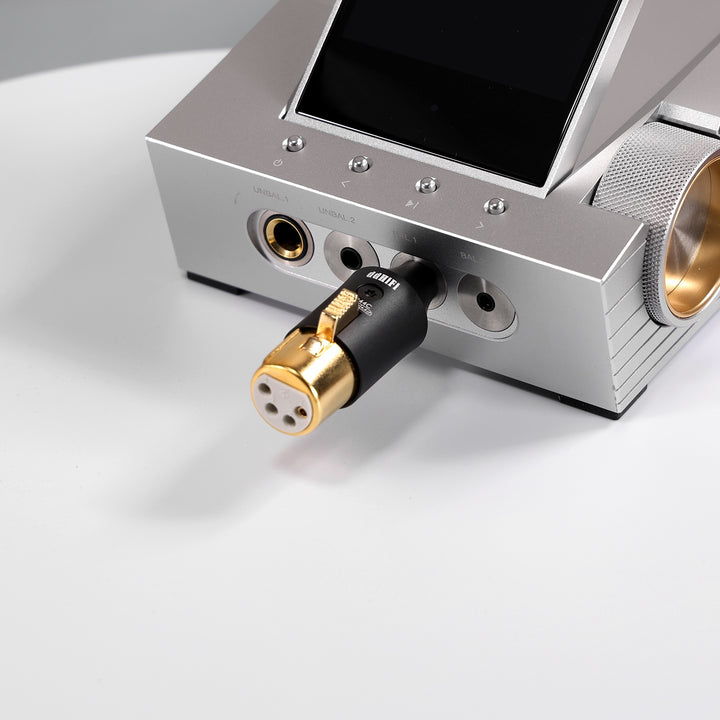 ddHiFi XLR44C adapter connected to mobile AMP