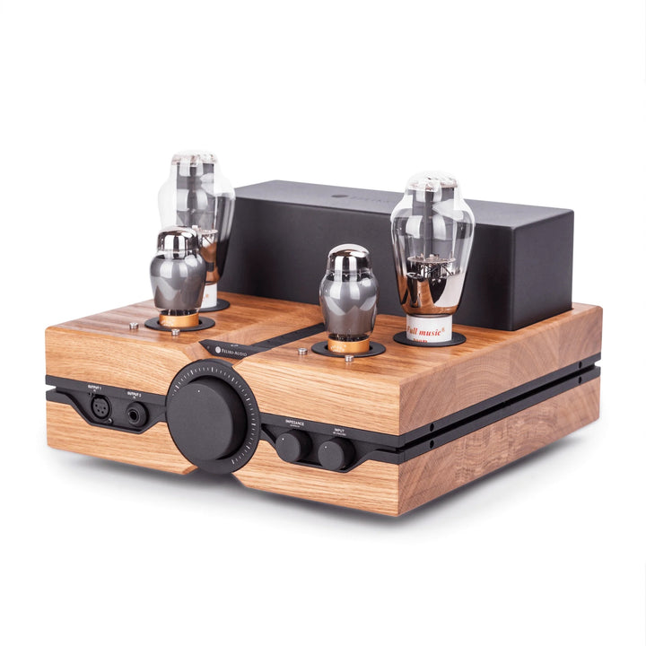 Feliks Audio Envy oak front right 3 quarter over white background