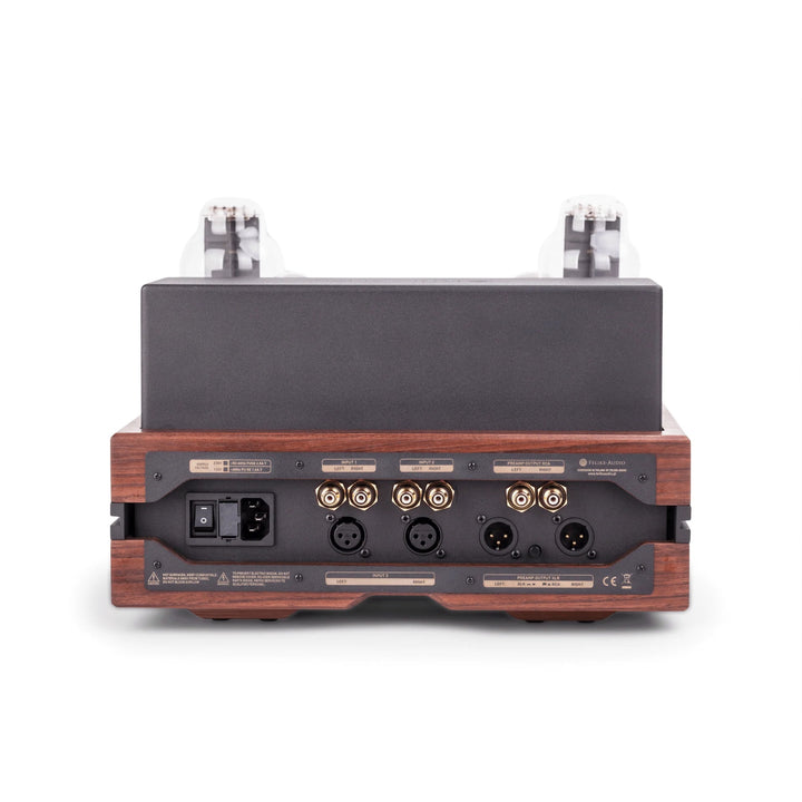Feliks Audio Envy walnut rear over white background