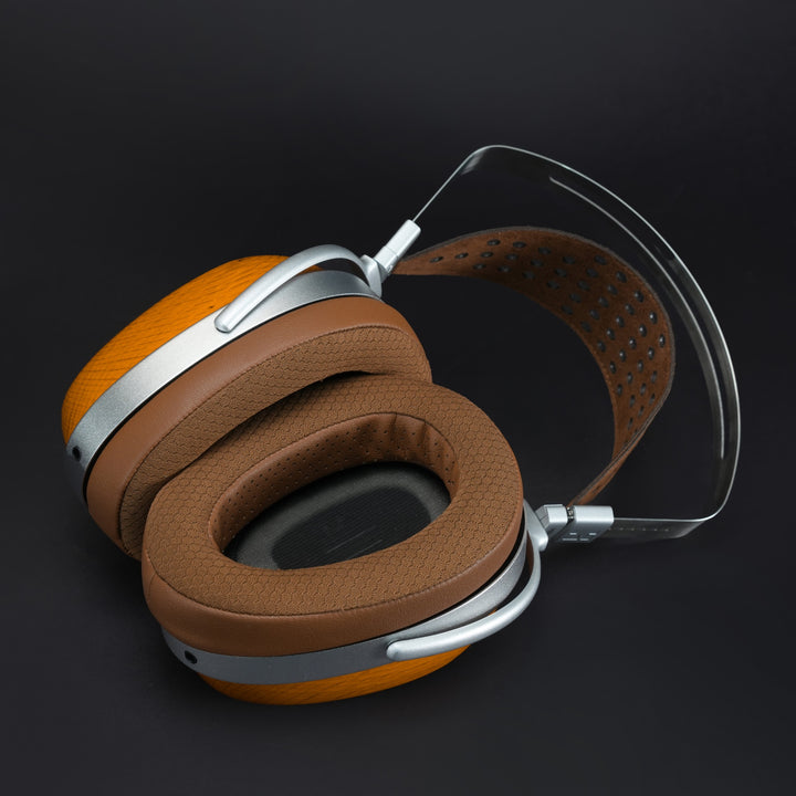 HiFiMAN Audivina inside with pads over black background
