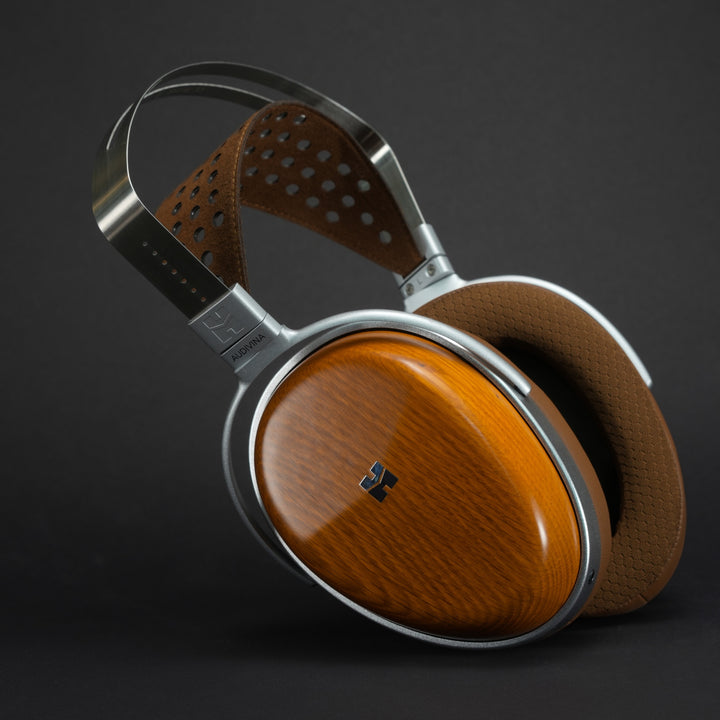 HiFiMAN Audivina front quarter over black background