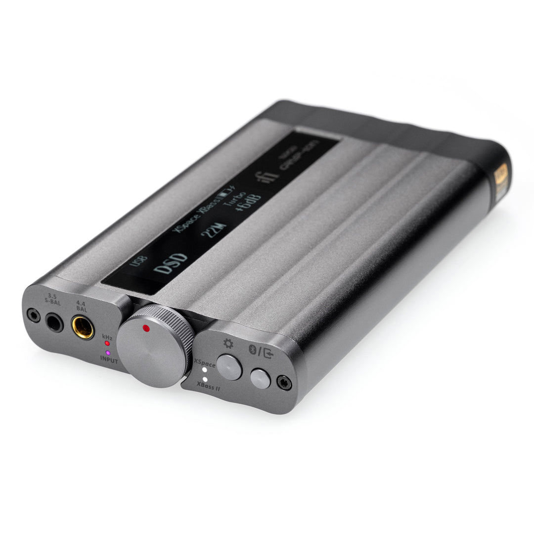 iFi xDSD Gryphon front quarter over white background