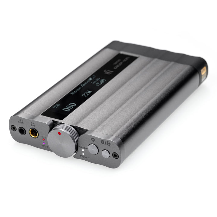 iFi xDSD Gryphon front quarter over white background