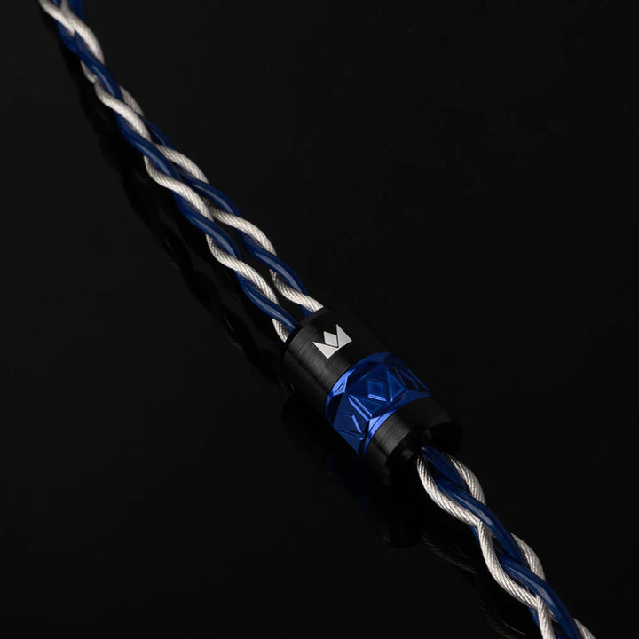 Noble Audio Ronin Eletech cable Y split over black background