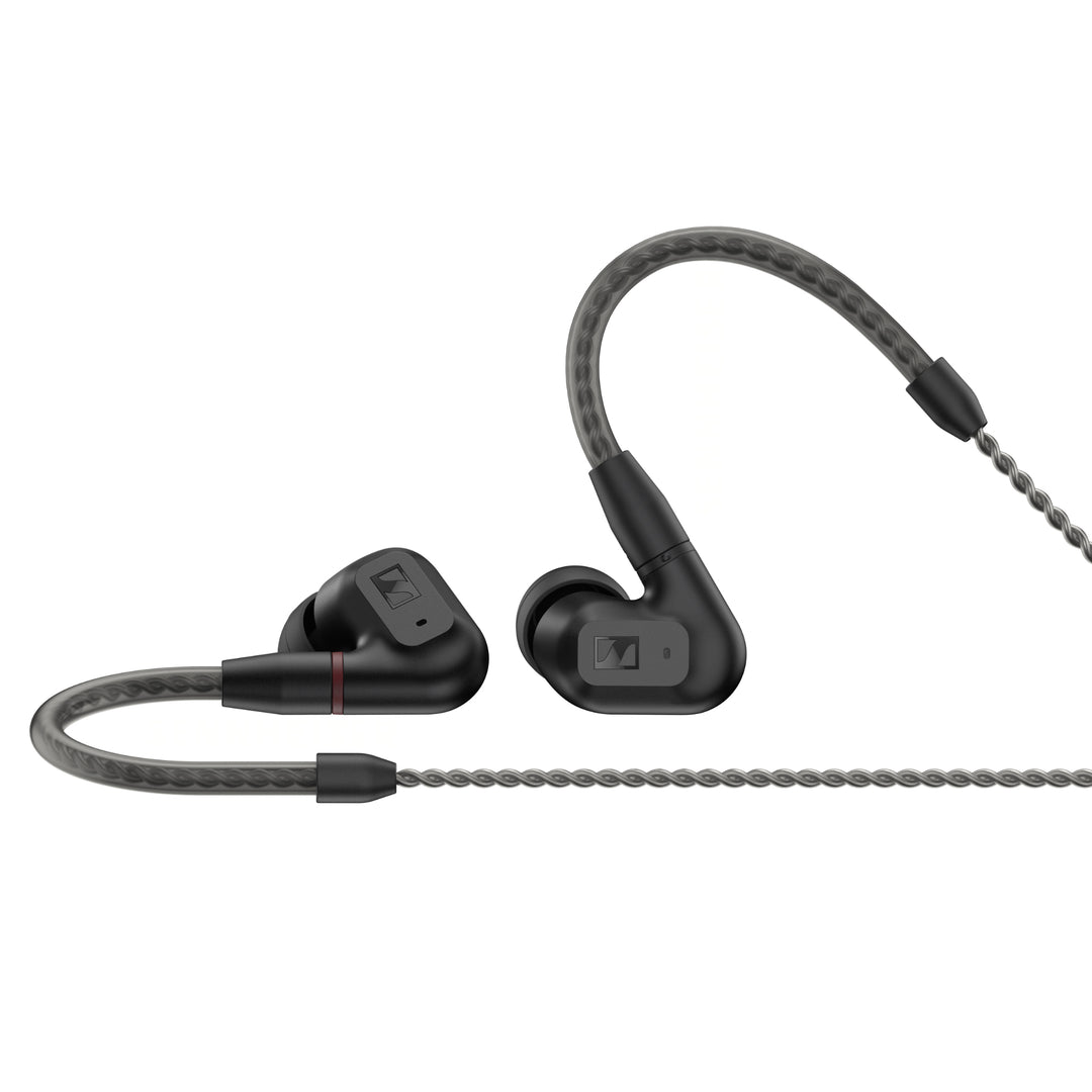 Sennheiser IE 200 earphones with attached cable over white background