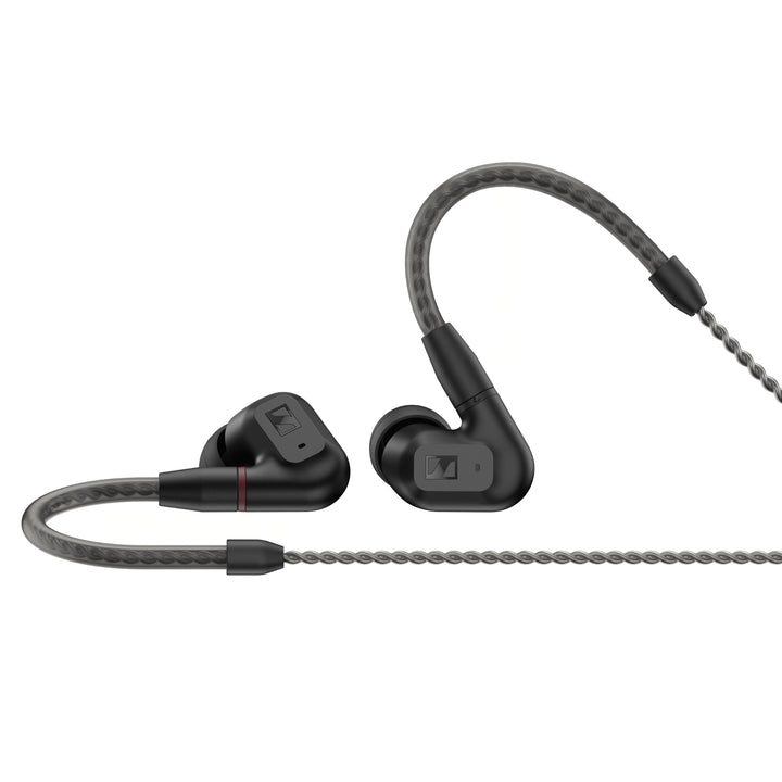 Sennheiser IE 200 earphones with attached cable over white background