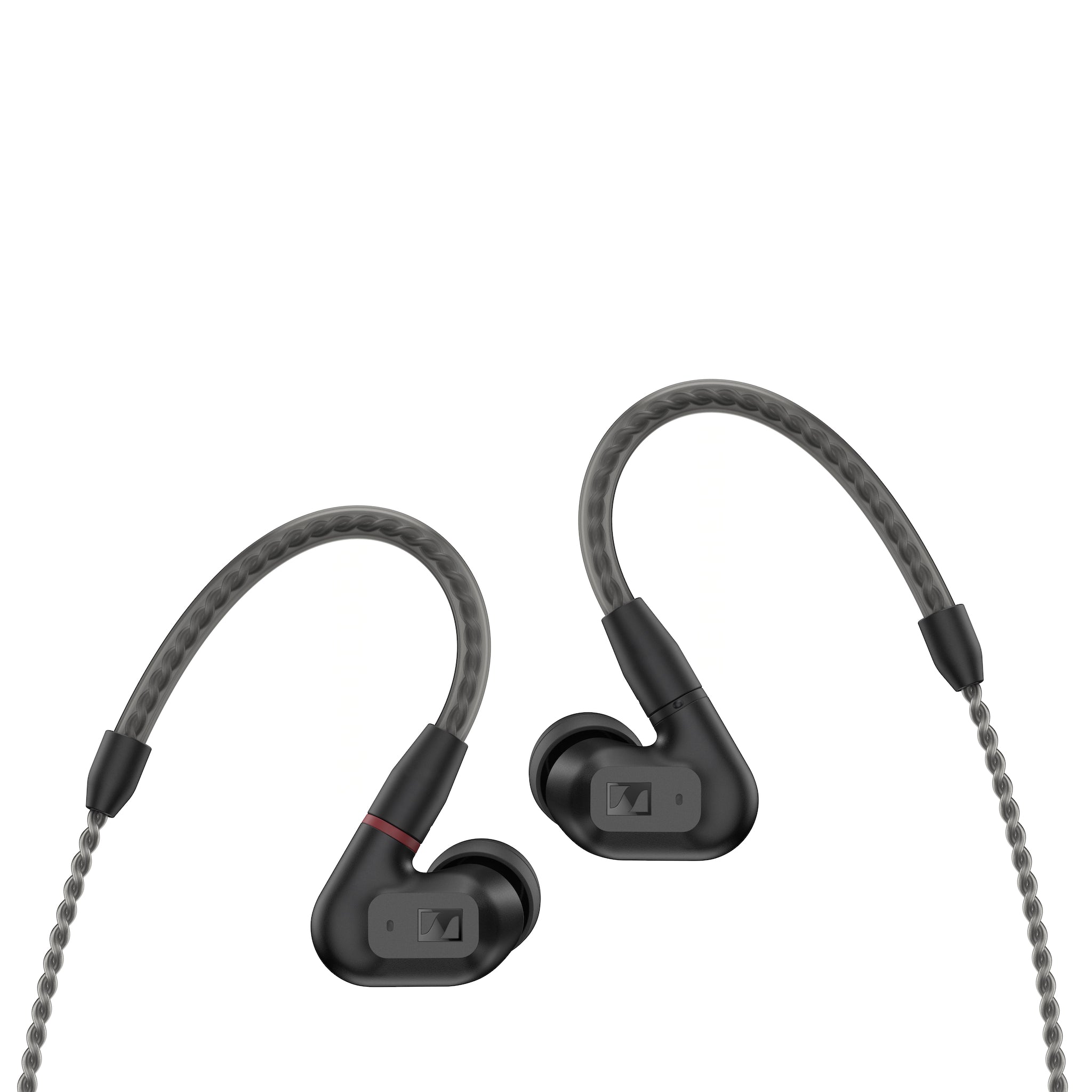 Sennheiser IE 200 earphones front angle with cable over white background