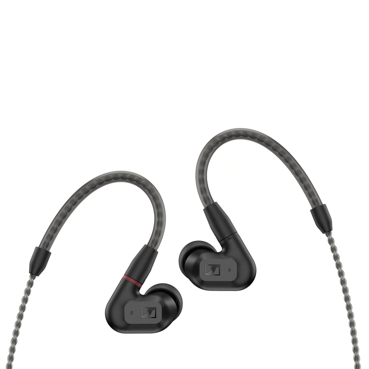 Sennheiser IE 200 earphones front angle with cable over white background
