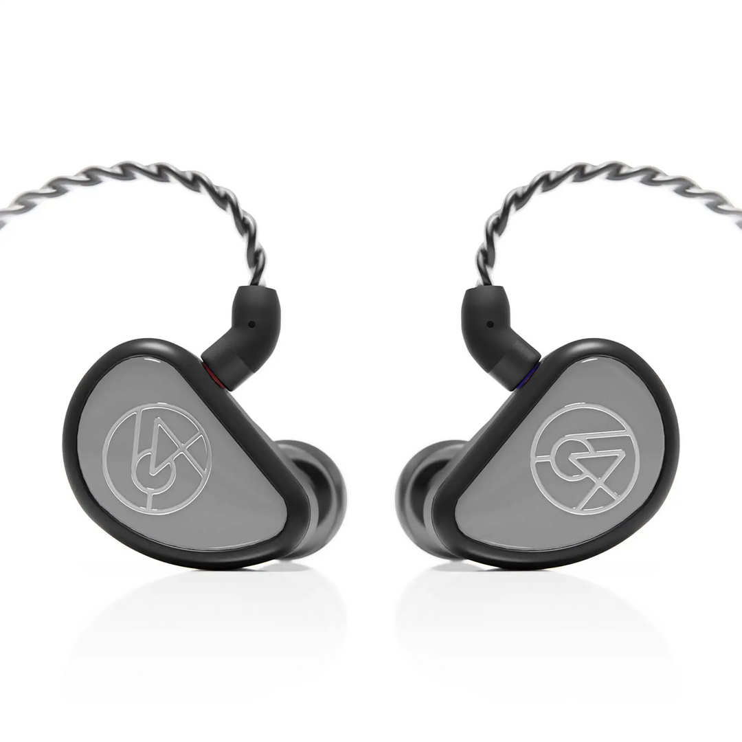 64 Audio Aspire 1 IEMs front center with cable attached whitebox