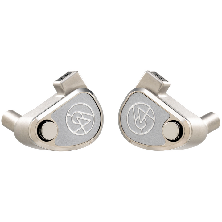 64 Audio TWELVE Ti IEMs front center angled inward whitebox