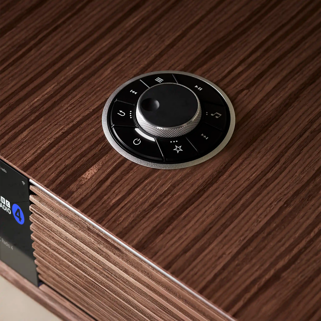 Ruark Audio R410 music system in walnut top control interface view