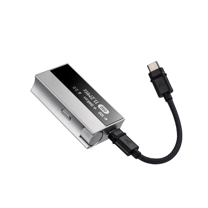 Astell&Kern HC5 portable DAC/amp diagonally floating with cable attached whitebox