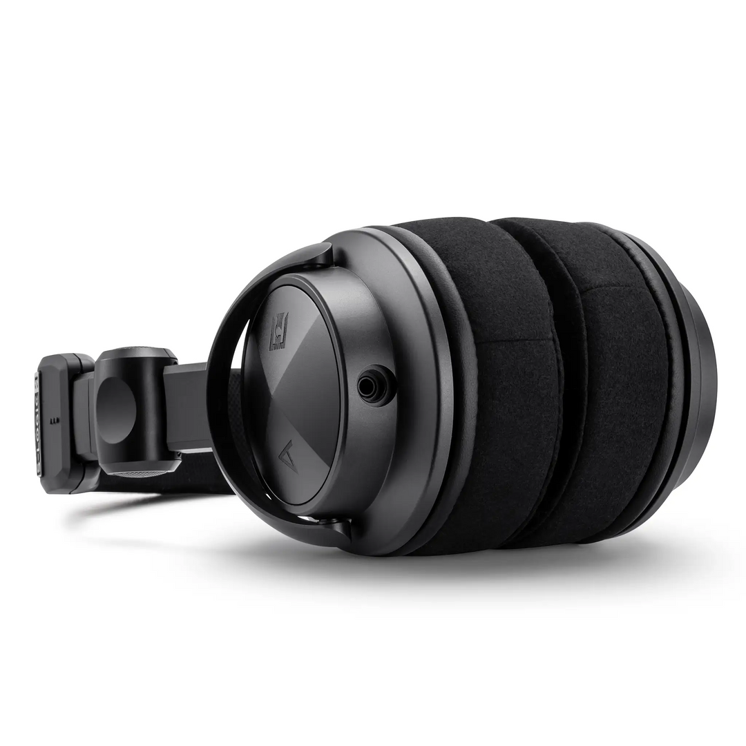 Astell&Kern x Ultrasone Virtuoso headphone lying bottom right ear cup closeup whitebox