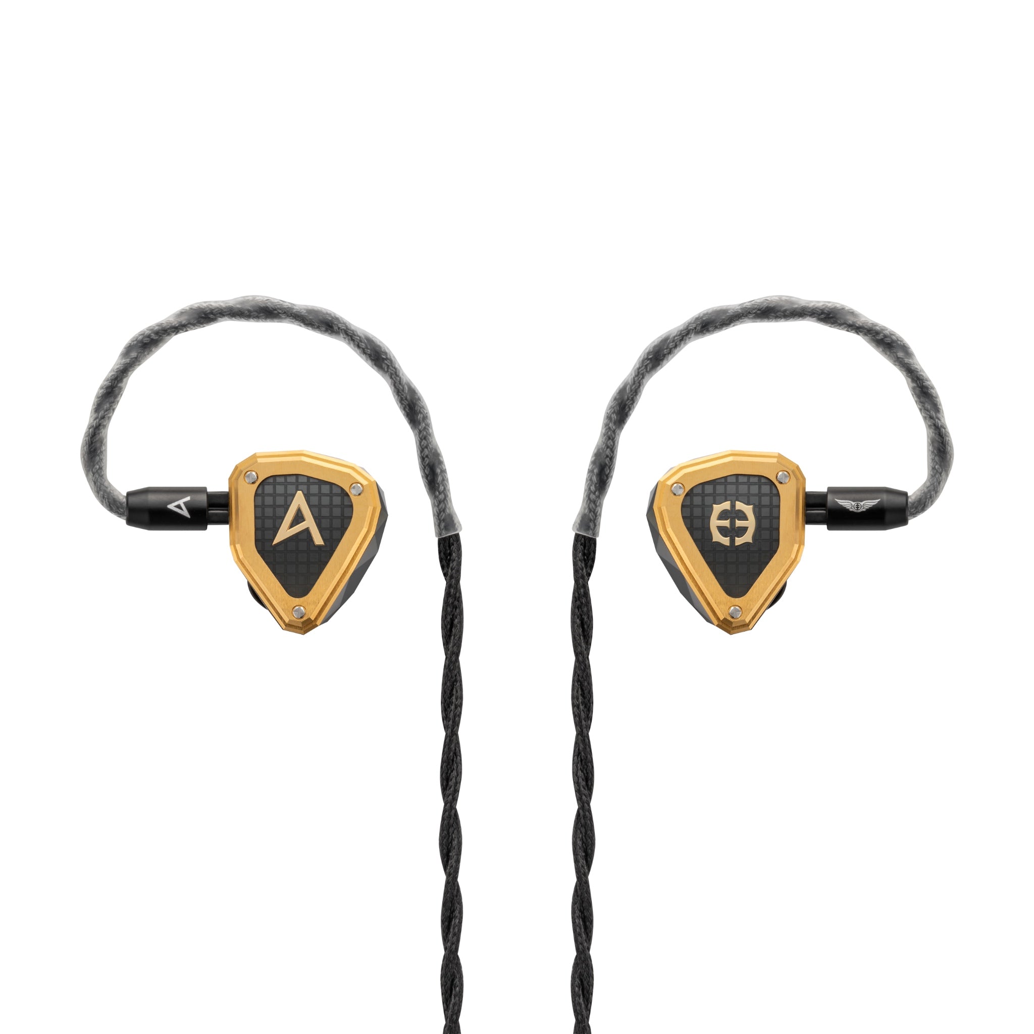 Astell&Kern x Empire Ears Novus front eye level with attached stock cable over white background