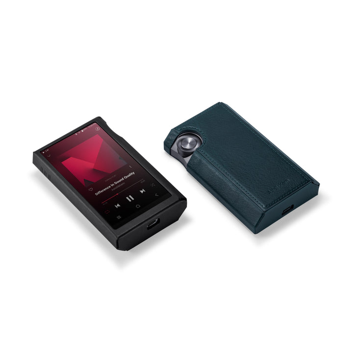Astell&Kern KANN Ultra DAPs inserted into black front and blue rear cases