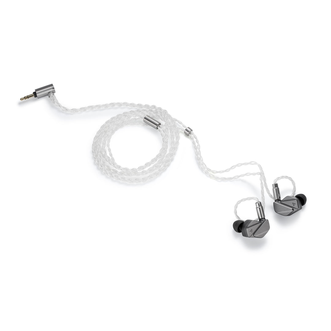 Astell&Kern AK ZERO2 with attached coiled cable over white background