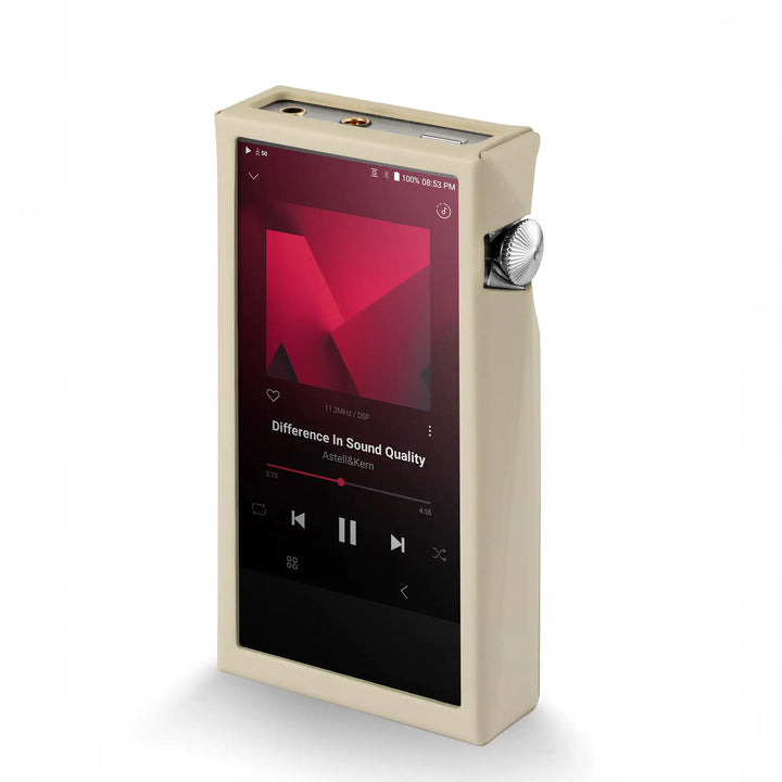 Astell&Kern SP3000M Copper Nickel front right quarter in leather case whitebox