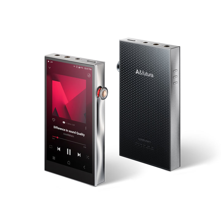 Astell&Kern SE300 (x2) silver front and back 3 quarter over white background