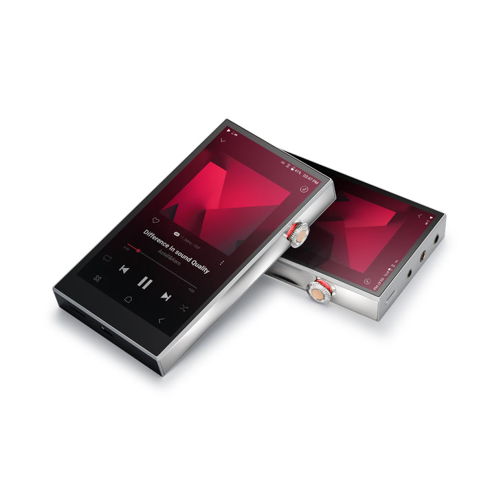 Astell&Kern SE300 silver (x2) stacked over white background