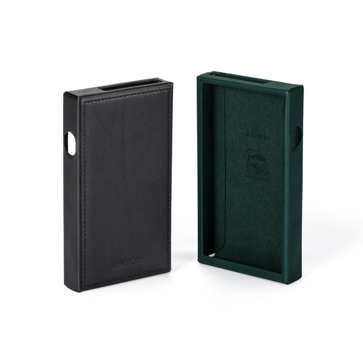 Astell&Kern SE300 cases (x2) black and green 3 quarter over white background