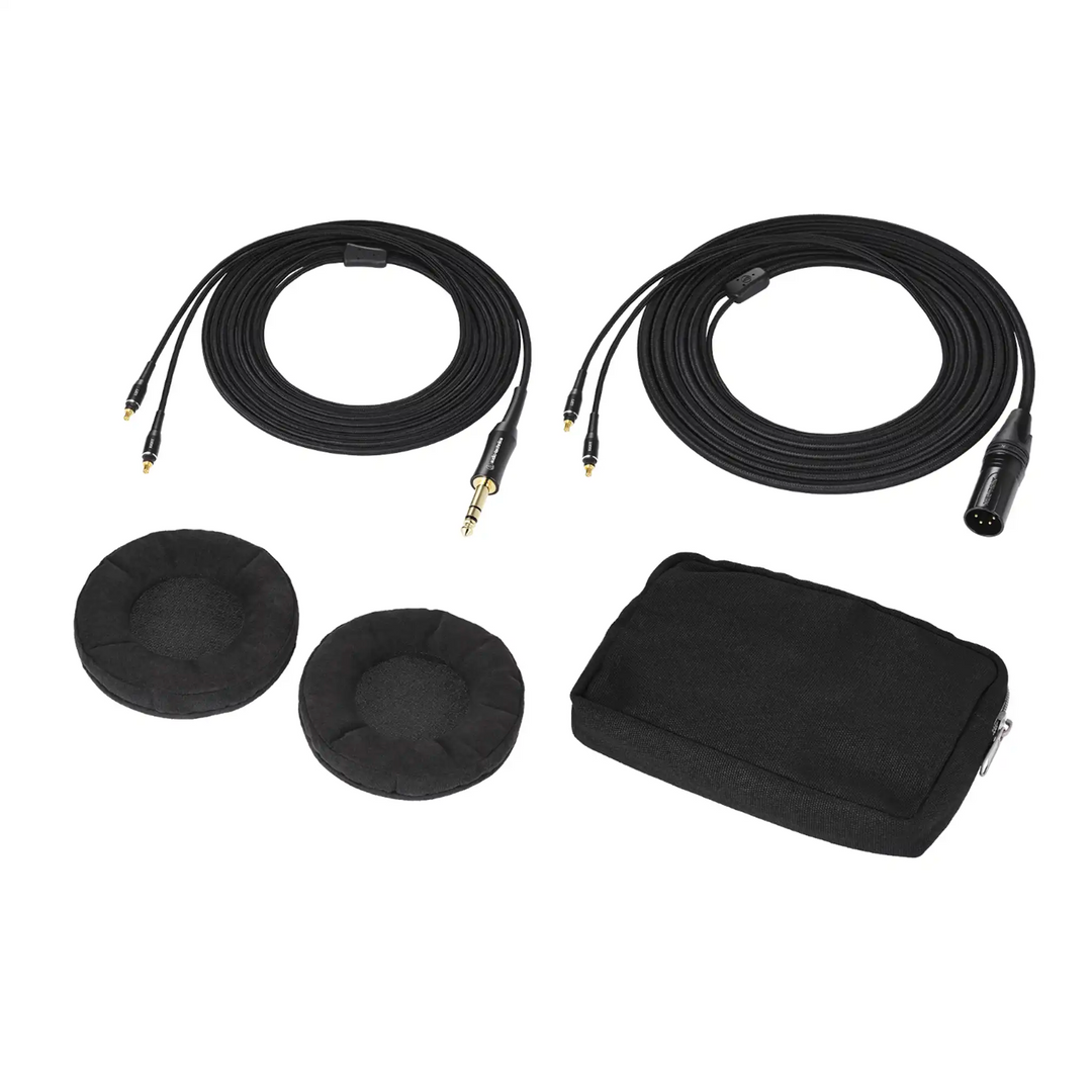Audio-Technica ATH-ADX7000 headphones cables, cable pouch and ear pads whitebox