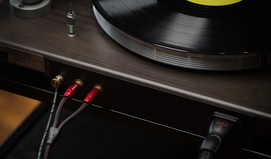 AudioQuest Golden Gate Turntable cable plugged into vinyl system 