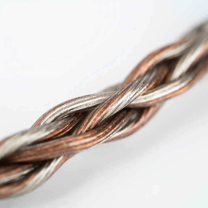 Campfire Audio Time Link cable extreme closeup of wires whitebox