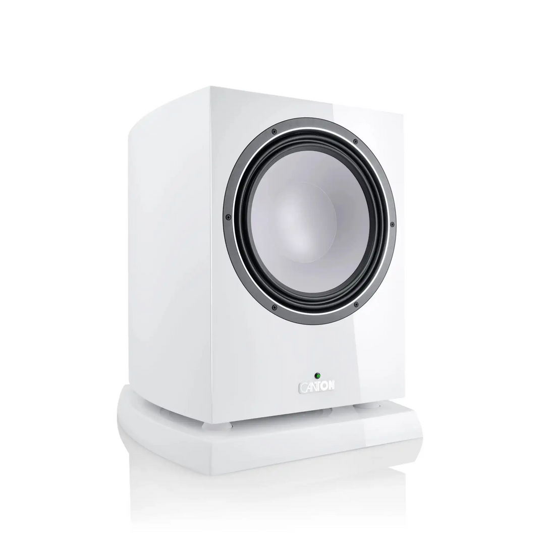 Canton Vento Sub 12 White front right 3 quarter whitebox