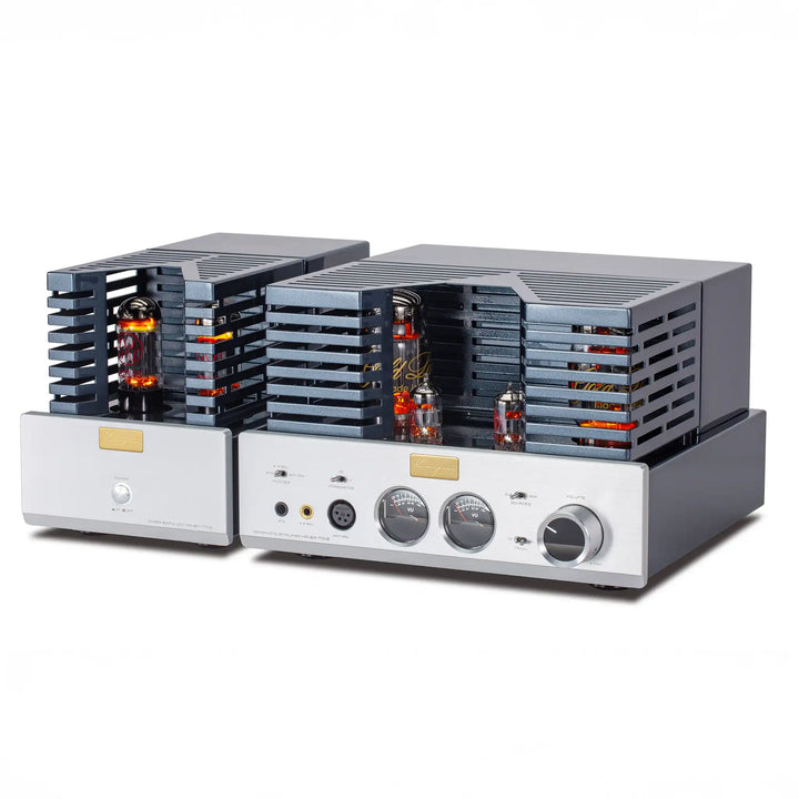 Cayin HA-6A MK2 silver with cage on front right 3 quarter angle whitebox